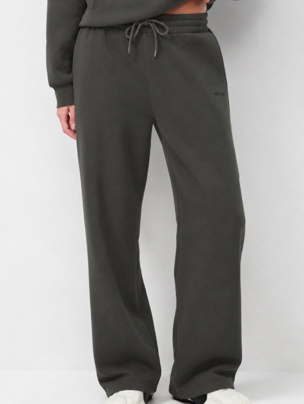Aritzia Olive Green Cozy Sweatfleece Boyfriend Wide Leg Sweatpant Size XS